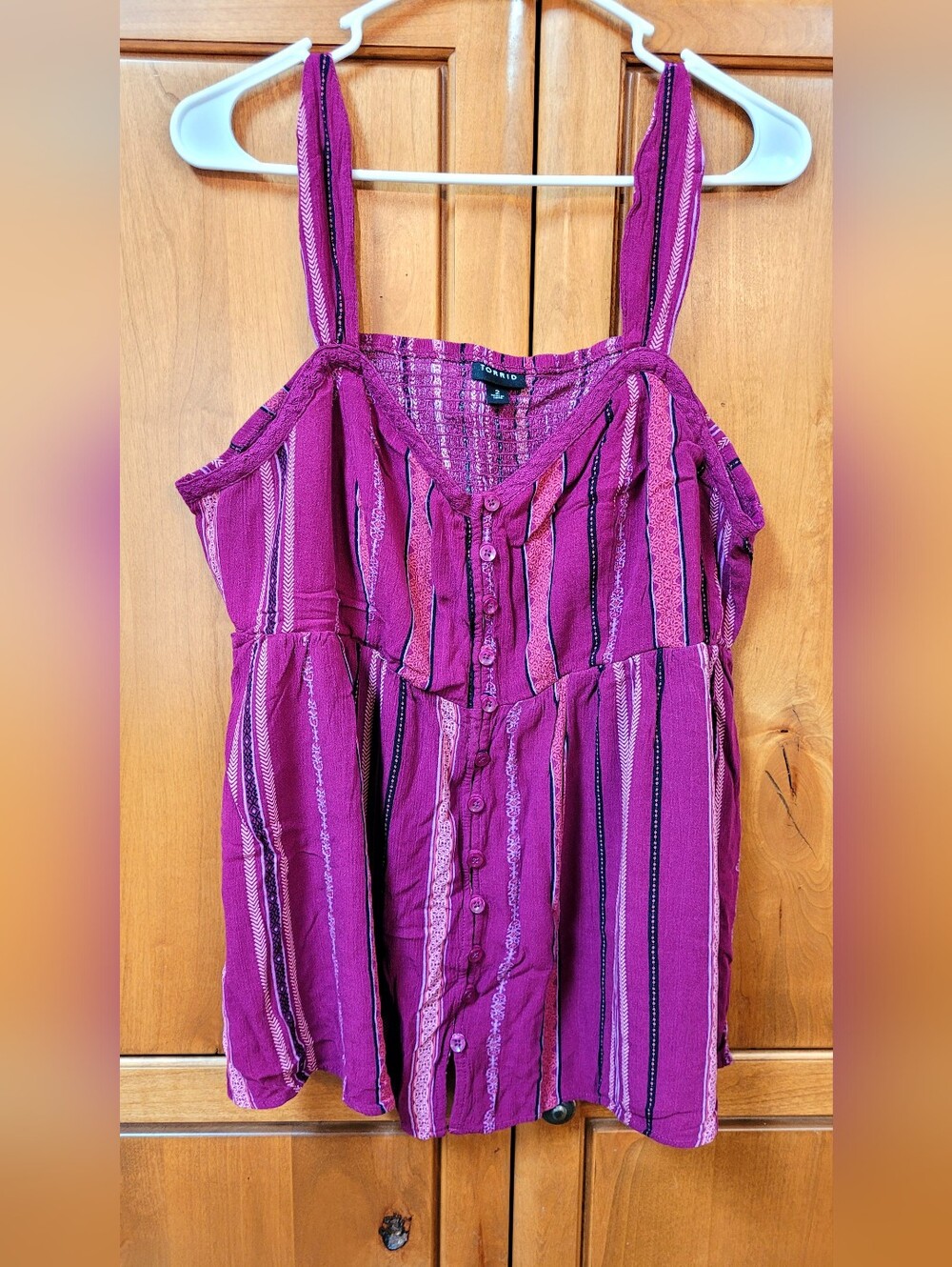 EUC | Torrid Babydoll Crepe Peplum Stripe Tank Top
